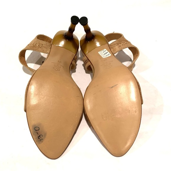 V Italia Tan Suede Western Heels with ornate Heel - Picture 11 of 12